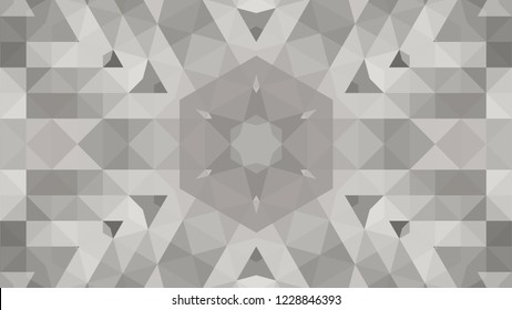 Gray geometric design, gray abstract background. Mosaic of a vector kaleidoscope, vector halftone design. Gray background texture. Decorative web layout or poster, banner. EPS 10 Vector