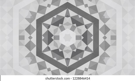 Gray geometric design, gray abstract background. Mosaic of a vector kaleidoscope, vector halftone design. Gray background texture. Decorative web layout or poster, banner. EPS 10 Vector