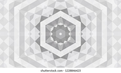 Gray geometric design, gray abstract background. Mosaic of a vector kaleidoscope, vector halftone design. Gray background texture. Decorative web layout or poster, banner. EPS 10 Vector