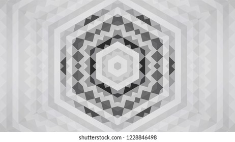 Gray geometric design, gray abstract background. Mosaic of a vector kaleidoscope, vector halftone design. Gray background texture. Decorative web layout or poster, banner. EPS 10 Vector