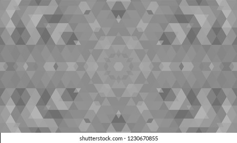 Gray geometric design, gray abstract background. Mosaic of a vector kaleidoscope, vector halftone design. Gray background texture. Decorative web layout or poster, banner. EPS 10 Vector