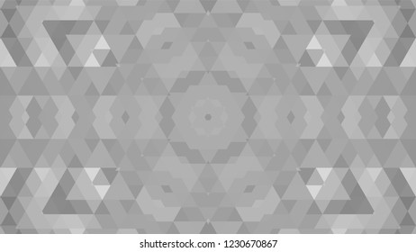 Gray geometric design, gray abstract background. Mosaic of a vector kaleidoscope, vector halftone design. Gray background texture. Decorative web layout or poster, banner. EPS 10 Vector