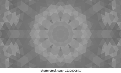 Gray geometric design, gray abstract background. Mosaic of a vector kaleidoscope, vector halftone design. Gray background texture. Decorative web layout or poster, banner. EPS 10 Vector