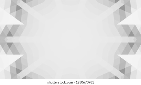 Gray geometric design, gray abstract background. Mosaic of a vector kaleidoscope, vector halftone design. Gray background texture. Decorative web layout or poster, banner. EPS 10 Vector