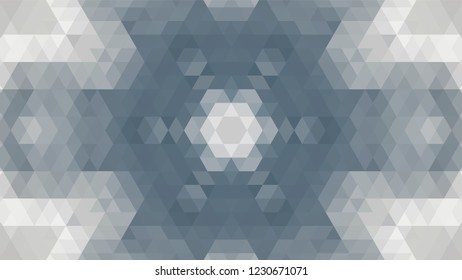 Gray geometric design, gray abstract background. Mosaic of a vector kaleidoscope, vector halftone design. Gray background texture. Decorative web layout or poster, banner. EPS 10 Vector