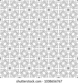Gray geometric ornament on white background. Seamless pattern for web, textile and wallpapers