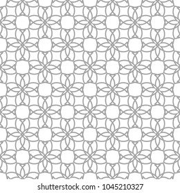 Gray geometric ornament on white background. Seamless pattern for web, textile and wallpapers