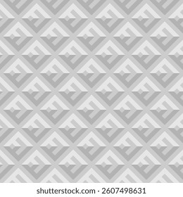 Gray geometric seamless pattern background with sharp corners and shadows. Light grey colors, tech square or rhombus shapes.