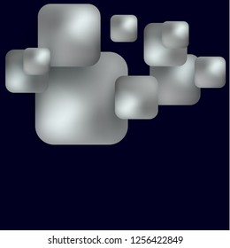 Gray geometric shapes squares and rhombus on a dark background. Volume, mesh Abstract background for your design. Modern vector illustration.
