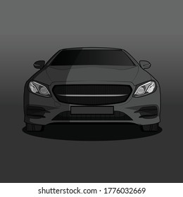 Gray German Sport Car Vector Illustration