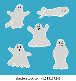 Gray ghosts for halloween cards