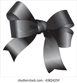 Gray gift silk ribbon bow. isolated on white, vector