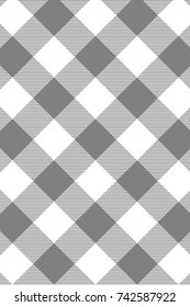 Gray Gingham pattern. Texture from rhombus/squares for - plaid, tablecloths, clothes, shirts, dresses, paper, bedding, blankets, quilts and other textile products. Vector illustration.