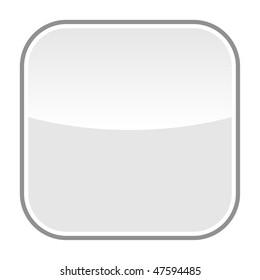 Gray glassy blank web button with gray frame on a white background