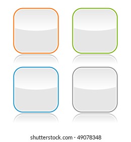 Gray glassy blank web button with color frame