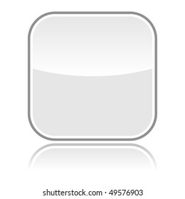 Gray glassy blank web button with gray frame and reflection