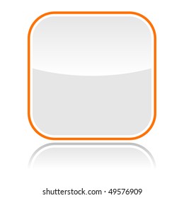 Gray glassy blank web button with orange frame and reflection