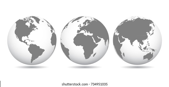 Gray globes with continents - stock vector