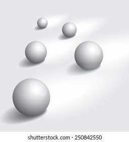 Gray glossy balls in motion, background vector