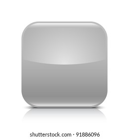 Gray glossy blank internet button. Rounded square shape icon with black shadow and gray reflection on white background. This vector illustration created and saved in 8 eps