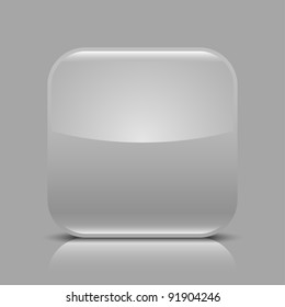 Gray glossy blank internet web button. Rounded square shape icon with black shadow and white reflection on light gray background. This vector illustration created and saved in 8 eps