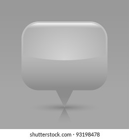 Gray glossy blank map pin icon. Rounded rectangle web button with shadow and reflection on light gray background. This vector illustration saved in 8 eps