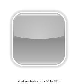 Gray glossy blank web 2.0 button with gray shadow on white background