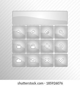 Gray glossy buttons as modern template for smartphone and web.
