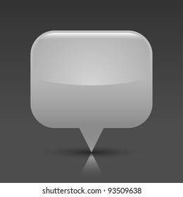 Gray glossy empty blank map pin button. Rounded rectangle web icon with black shadow and color reflection on dark gray background. This vector saved in 8 eps. See more buttons in my gallery