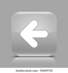 Gray glossy internet button with arrow left symbol. Rounded square shape icon with black shadow and light reflection on gray background. This vector saved in 8 eps. See more buttons in my gallery