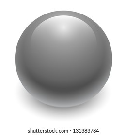 Gray glossy sphere isolated on white. Vector illustration for your design.