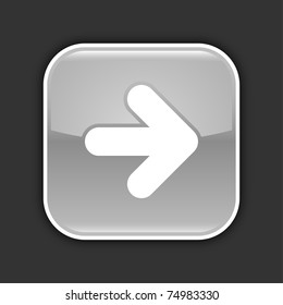 Gray glossy web 2.0 icon with arrow sign. Rounded square button with shadow on gray. 10 eps
