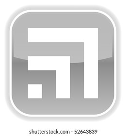 Gray glossy web button with rss and shadow on white bacground