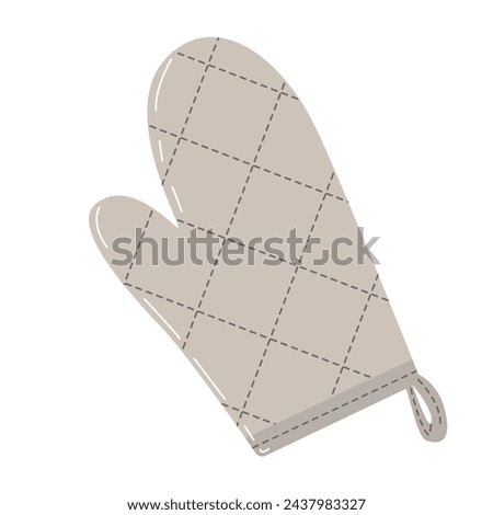 Gray glove potholder isolated on white background. Kitchenware. Cooking mitten