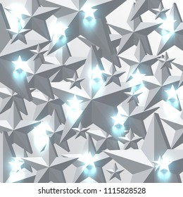 Gray and glowing blue stars background, vector illustration