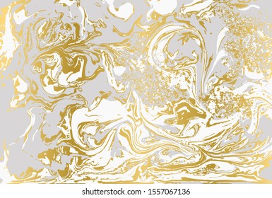 Gray and gold agate ripple pattern. Pale beautiful marble background.