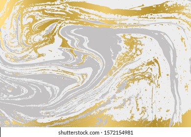 Gray and gold agate ripple pattern. Simple marble monochrome background. Minimalism style. Vector illustration.