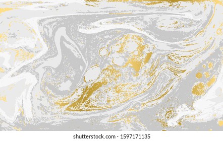 Gray and gold agate ripplle pattern. Pale beautiful marble background.
