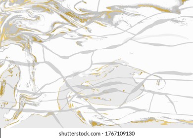 Gray and gold agate ripplle pattern. Light marble background.