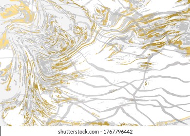 Patrón de ripias de agato de gris y oro. Fondo de mármol claro.