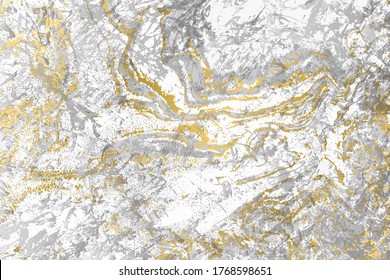 Gray and gold agate ripplle pattern. Light marble background.