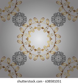 Gray and golden pattern. Elegant vector classic pattern. Seamless abstract background with repeating elements.