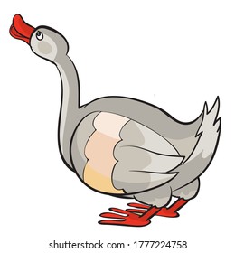 gray goose, cartoon illustration, isolated object on a white background, vector illustration, eps