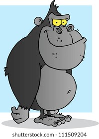 Gray Gorilla Cartoon Mascot Character
