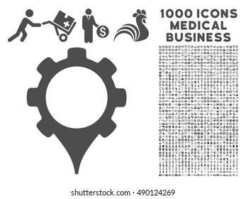 Gray GPS Settings icon with 1000 medical business vector design elements. Collection style is flat symbols, gray color, white background.