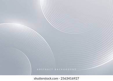 gray gradient abstract background with white shiny circle lines vector
