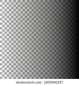 Gray gradient checkerboard. Fading left lighting. Transparent square pattern. Simple seamless design.