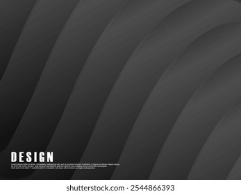 Gray gradient curved lines on dark background. Minimalist design. Cover design templates, business brochure layouts, wallpapers, etc.