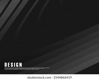 Gray gradient curved lines on dark background. Minimalist design. Cover design templates, business brochure layouts, wallpapers, etc.