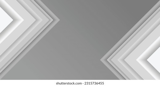 Gray gradient paper cut abstract background. White multi-layered right-angled triangles. Design element for template, card, cover, banner, poster, backdrop, wall. Vector illustration.